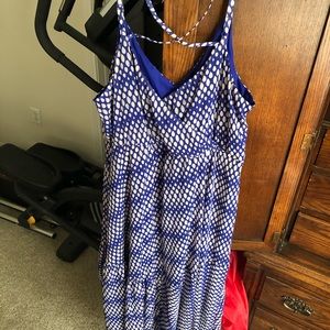 Lane Bryant Blue/White Polka Dot Maxi Dress 26/28